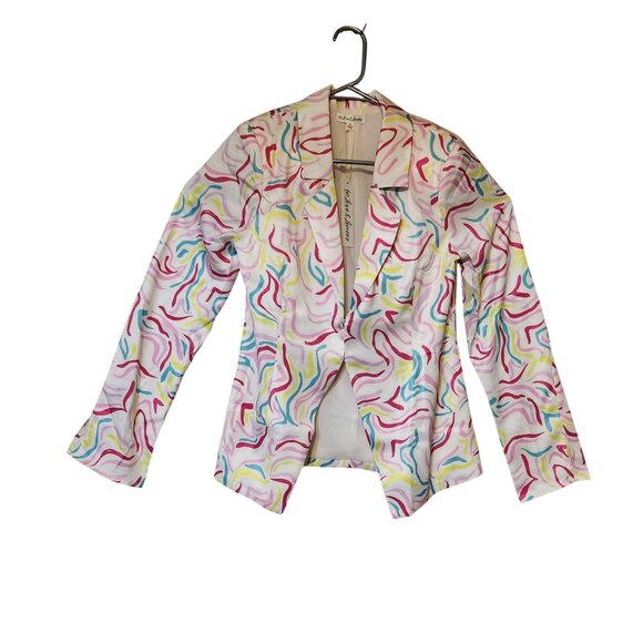 For Love/Lemons Regency Fashion Noah Top Colorful Funky Retro Pattern Blazer M - Picture 6 of 8